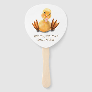 Abanico Fan de mano divertida con pato amarillo feliz - So
