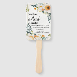 Abanico Fanático boda de flores blancas y amarillas