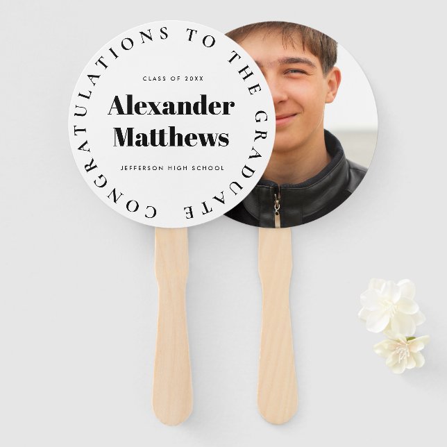 Abanico Fanático de graduación de la clase de la escuela - (Anverso y reverso)