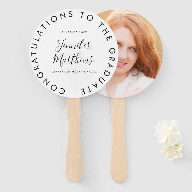 Abanico Fanático de graduación de la foto de su clase esco (Anverso y reverso)