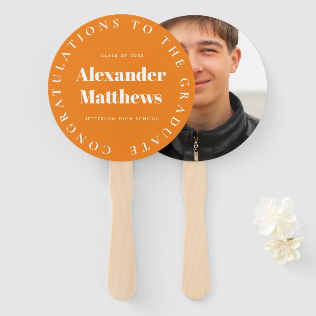 Abanico Fanático de graduación Naranja de fotografía mascu (Anverso y reverso)