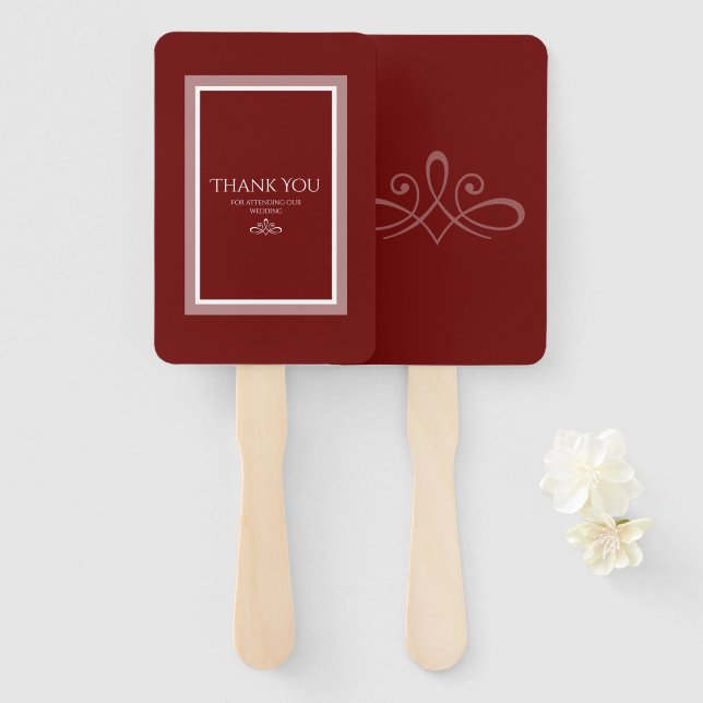 Abanico Fanático de mano blanca y roja de Borgoña (Anverso y reverso)