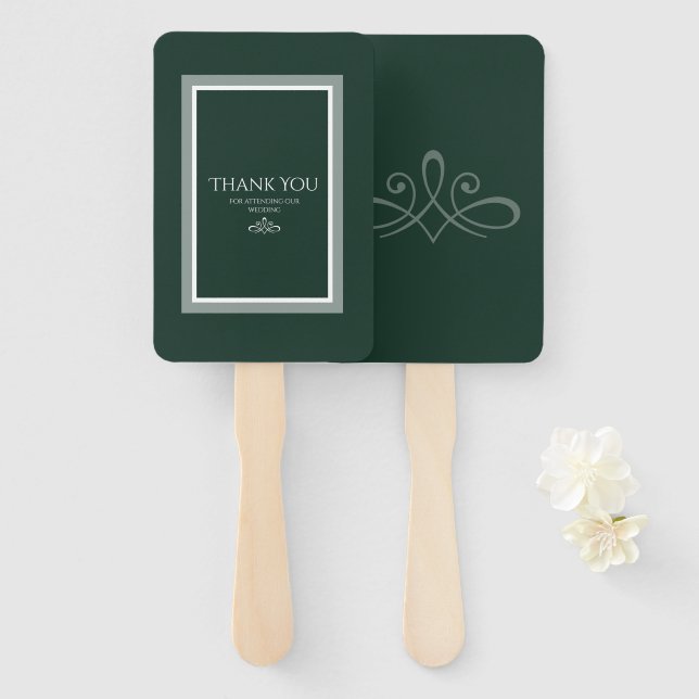 Abanico Fanático de mano verde esmeralda (Anverso y reverso)