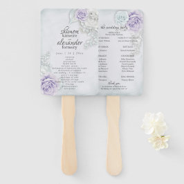 Abanico Fanático Elegante Lilac Floral Rosa Blanca Azul