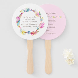 Abanico Fanáticos del programa de plumas y perlas de boho 