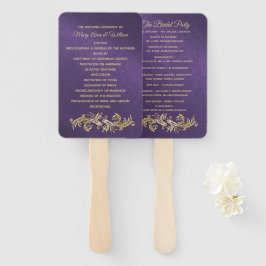 Abanico Fancy Purple Damask Wedding Program Fan