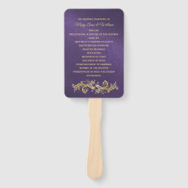 Abanico Fancy Purple Damask Wedding Program Fan