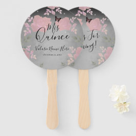 Abanico Fancy Rosas Quinceanera Pink Hand Fan