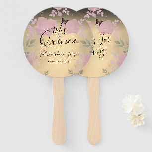 Abanico Fancy Rosas Quinceanera Pink Hand Fan