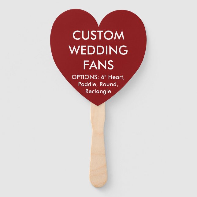 Abanico FANS BODAS personalizados DE CORAZÓN ROJO (Anverso)