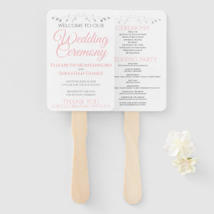 Abanico Fans de bodas elegantes rosas y grises con program