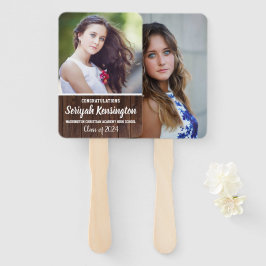 Abanico Fans de Graduación Rustic Wood Female Foto