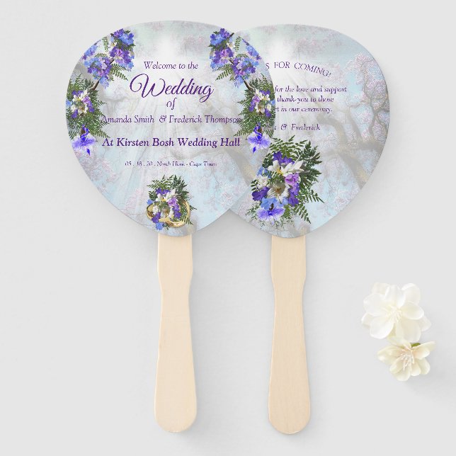 Abanico Fans de Jacaranda Blooms & Lily Bouquet (Anverso y reverso)