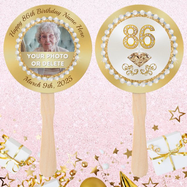 Abanico ¡Fans de la foto de cumpleaños número 87 para Eva! (86th Birthday party ideas for mom. Photo birthday party fans for her. 86th birthday ideas for mom.)