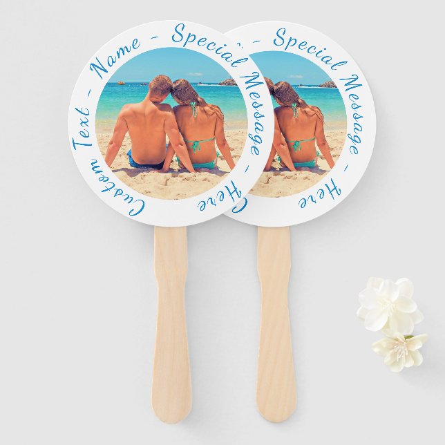 Abanico Fans de la mano de la foto personalizado con tus f (Anverso y reverso)