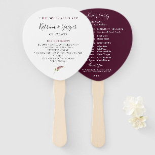 Abanico Fans de mano del programa de bodas con flores púrp