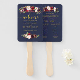 Abanico Fans del programa Boho Navy and Gold Floral Weddin