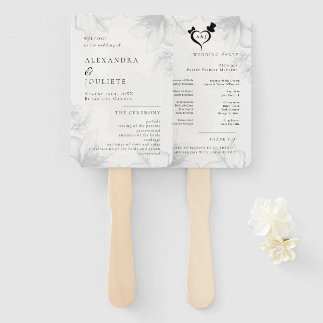 Abanico Fans del programa de boda moderna con foto (Anverso y reverso)