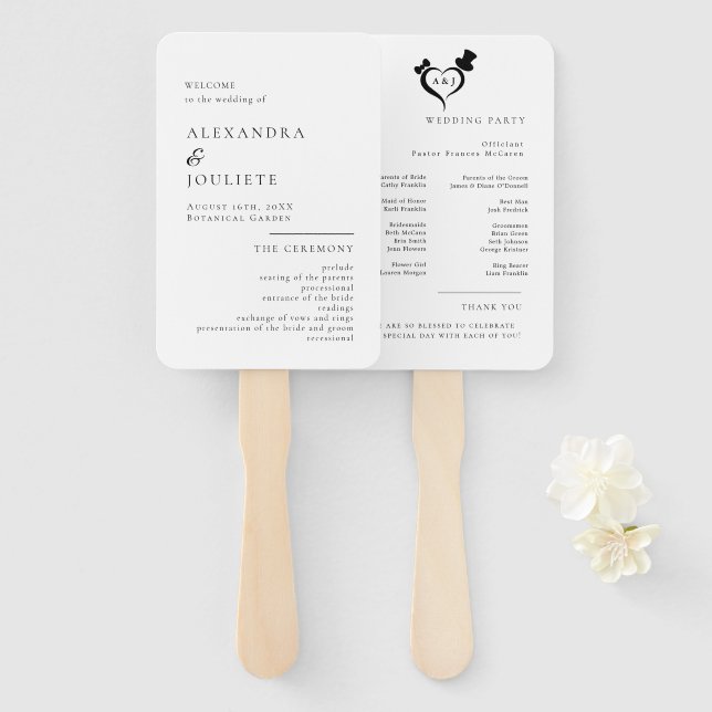 Abanico Fans del programa de boda moderna con foto (Anverso y reverso)