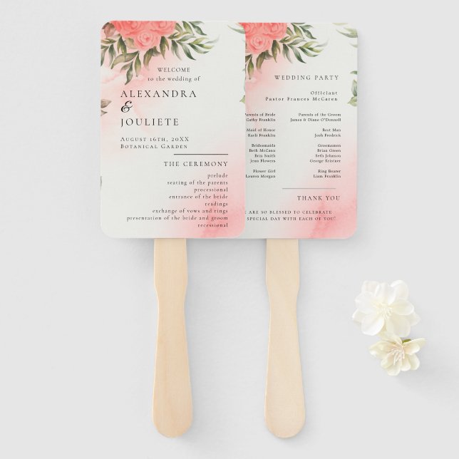 Abanico Fans del programa de boda moderna con foto (Anverso y reverso)