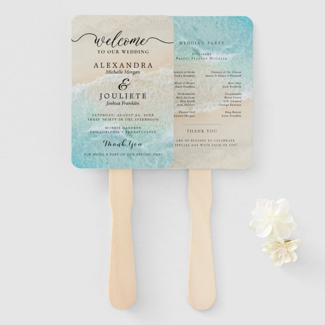 Abanico Fans del programa de boda moderna con foto (Anverso y reverso)