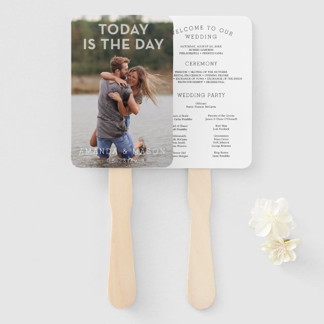 Abanico Fans del programa de boda moderna hoy con foto (Anverso y reverso)