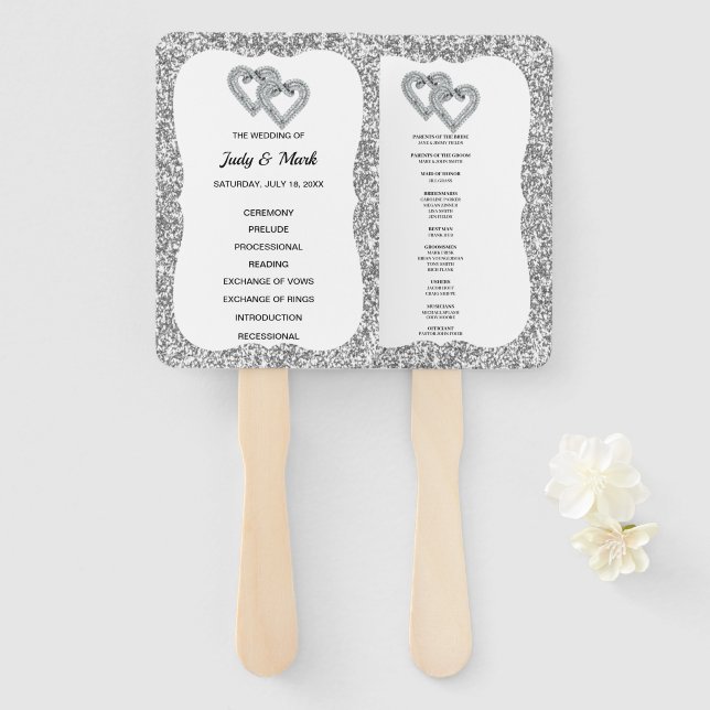 Abanico Fans del programa de bodas de Diamante Purpurina P (Anverso y reverso)