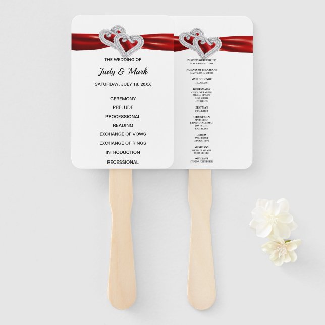 Abanico Fans del programa de bodas rojas de corazones de d (Anverso y reverso)