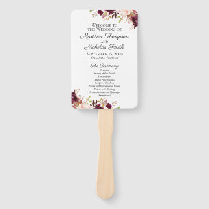 Abanico Fans del programa Marsala and Pink Flower Wedding