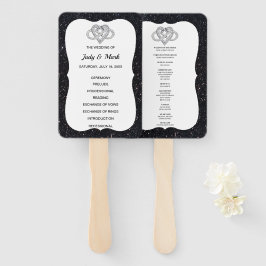 Abanico Fans del programa Purpurina negro de boda cardíaca