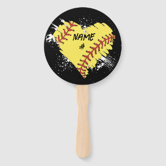 Abanico Fans personalizados de Softball Heart Set of Hand