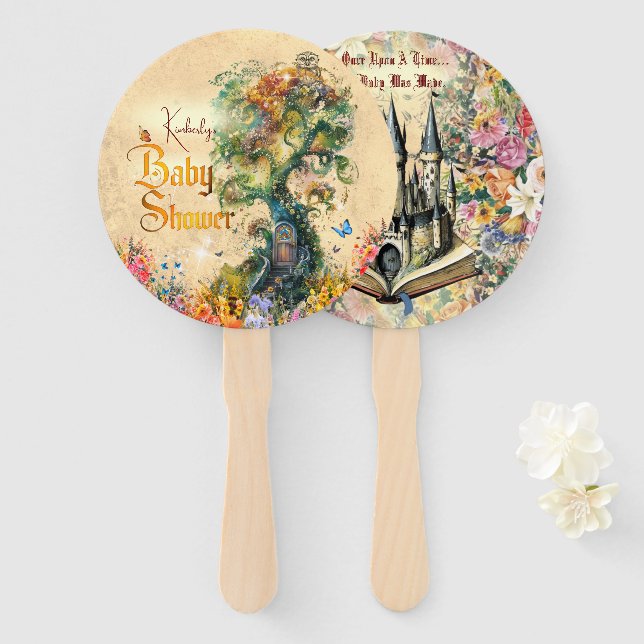 Abanico Fantasía fantástica Jardín ducha bebéMesa Confetal (Anverso y reverso)