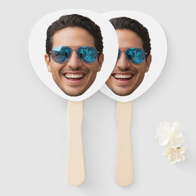 Abanico Favor de Cumpleaños con Rostro Personalizado para  (Anverso y reverso)