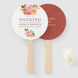 Abanico favor de flores de acuarela para boda de primavera