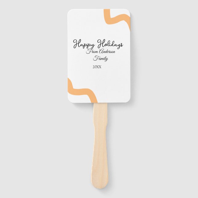 Abanico Felices vacaciones naranja negro nombre fecha año  (Anverso)