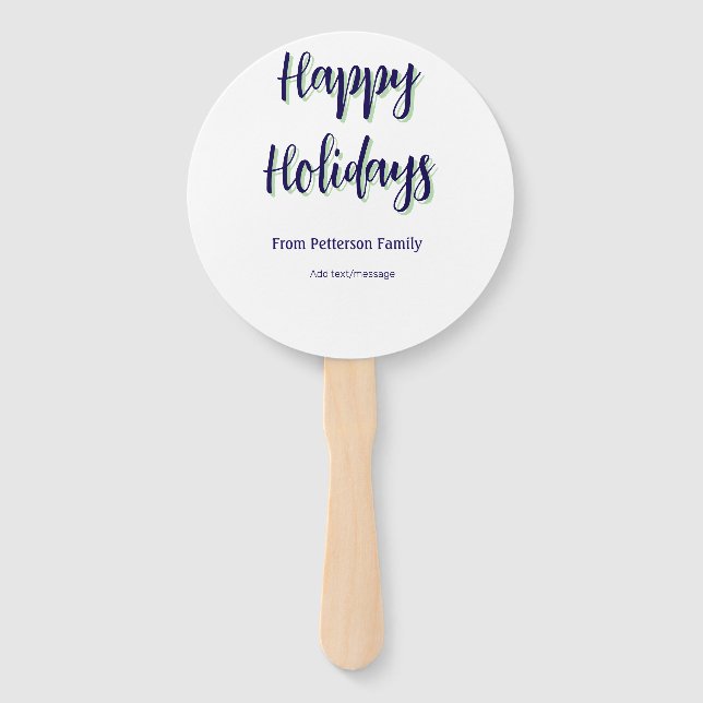 Abanico Felices vacaciones Navidades verdes azules y moder (Anverso)