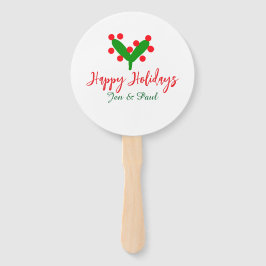 Abanico Felices vacaciones verde pareja roja nombre hoja v