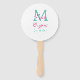 Abanico Felicidades por el nombre del graduado monograma a