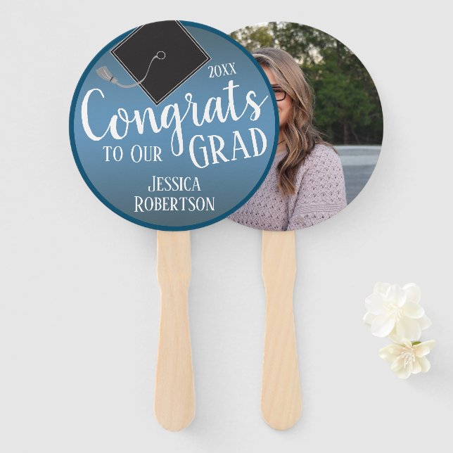 Abanico Felicitaciones a nuestra clase Grad de 2022 Foto (Anverso y reverso)