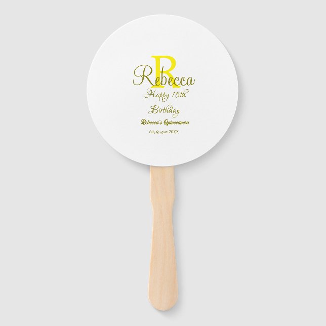 Abanico Feliz 15º cumpleaños Moder de adición de nombre am (Anverso)