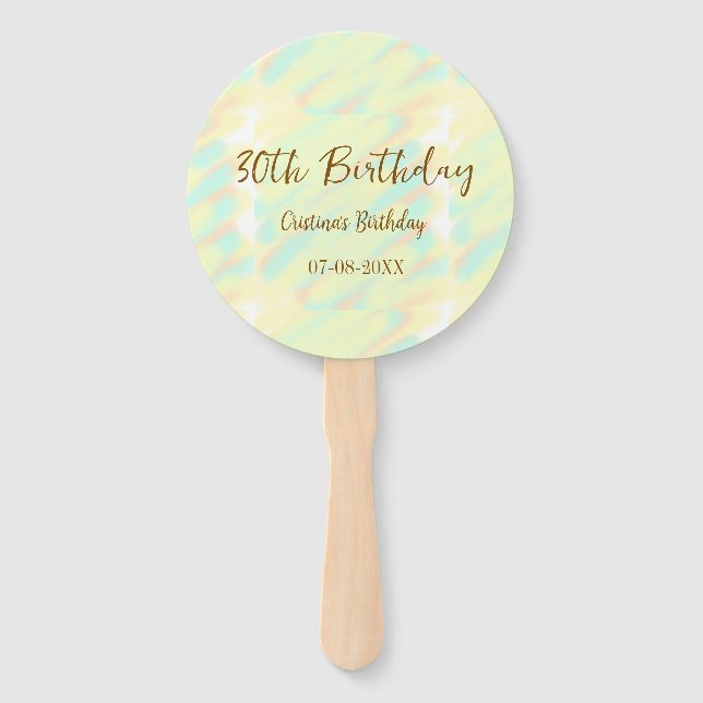 Abanico Feliz 30 cumpleaños naranja amarillo acuarela (Anverso)