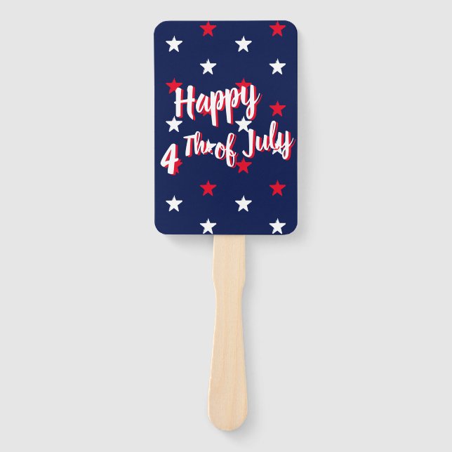 Abanico Feliz 4 de julio, estrellas rojas blancas azul mar (Anverso)