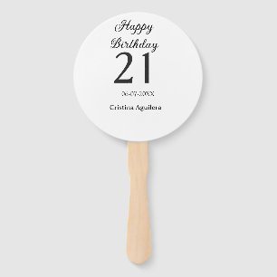 Abanico Feliz cumpleaños 21 letras negritas simple nombre