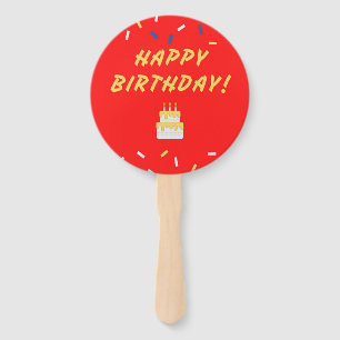 Abanico Feliz cumpleaños en rojo