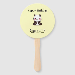 Abanico Feliz cumpleaños oso panda amarillo lindo