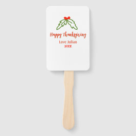 Abanico Feliz Día de Acción de Gracias hojas verdes rojas 