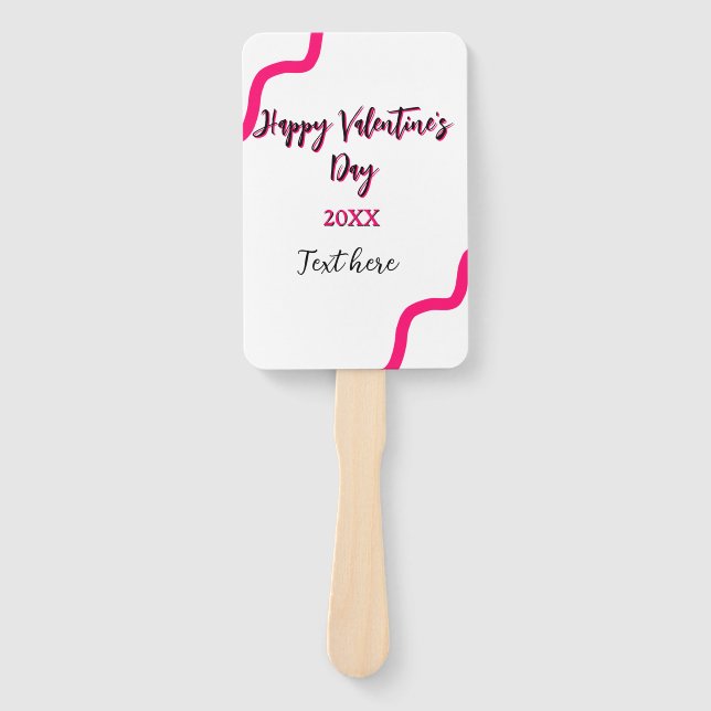 Abanico Feliz día de San Valentín aguda espiral negra rosa (Anverso)