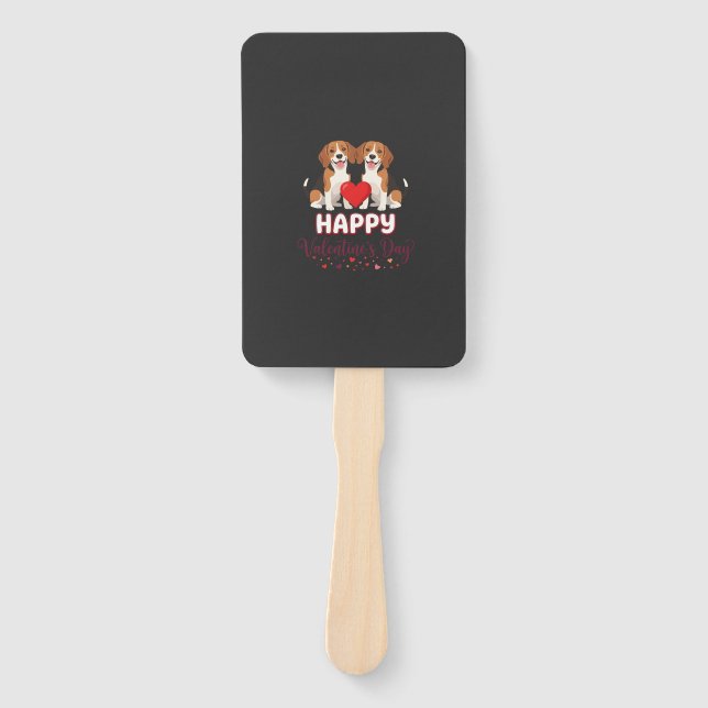 Abanico Feliz día de San Valentín pareja de Beagle (Anverso)