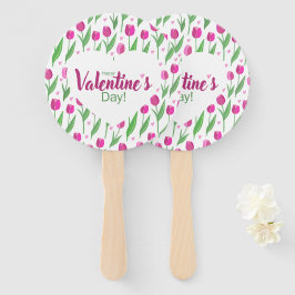 Abanico Feliz día de San Valentín Tulipanes rosas