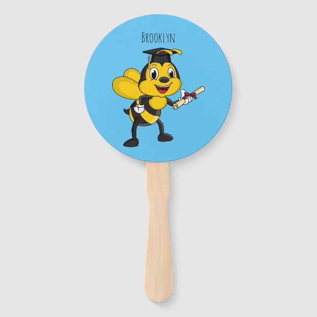 Abanico Feliz graduación de abejas personalizados (Anverso)